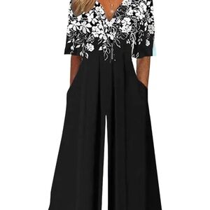 Elegant Black Floral Jumpsuit